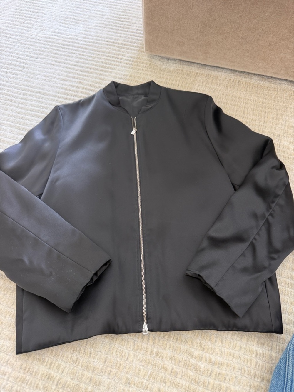 Toteme Black Minimal Zip Bomber Jacket